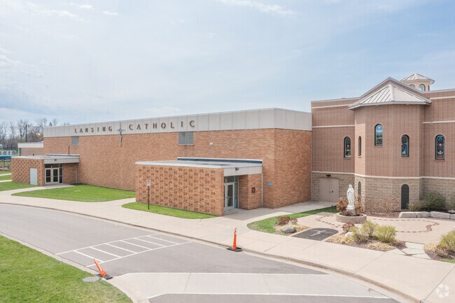 Lansing Catholic High School near Hunter Park offers faith-based education.