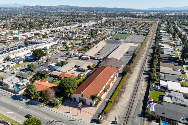 Aerial view of Saint Marianne de Paredes School in Pico Rivera, Ca.