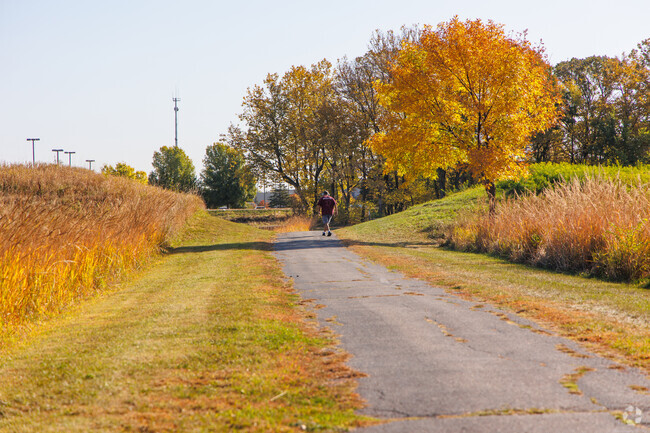 Many trails wind around Peacepipe Park leading to parks and shopping.