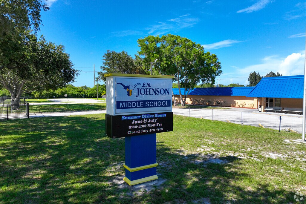 School sign for Johnson Middle School.