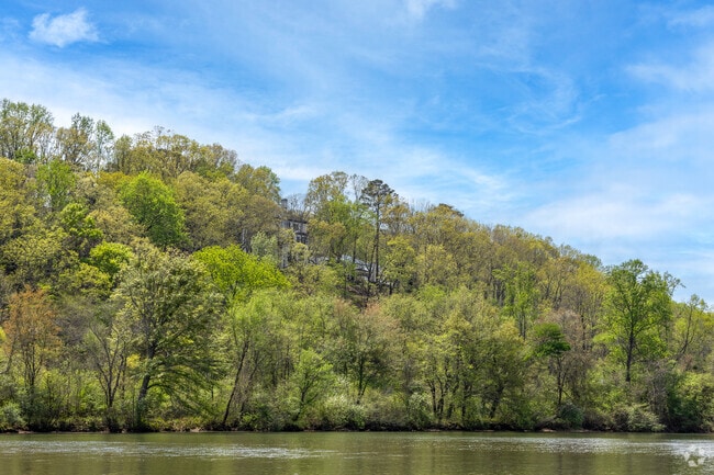A home tucked on the hillside of the Chattahoochee River.