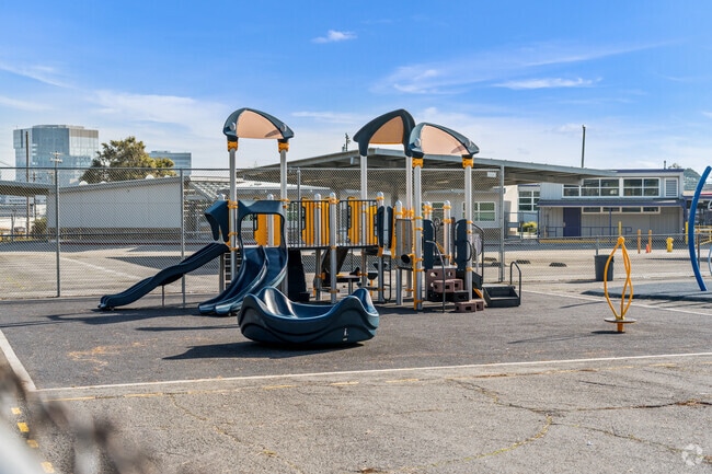 There is a play structure for the younger students at Martin Elementary School.