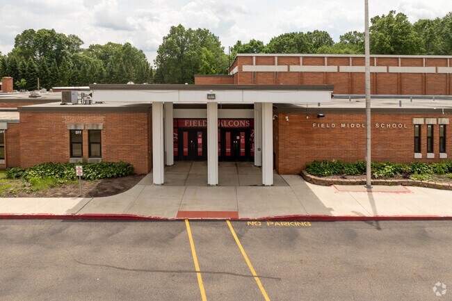 At Field Middle School in Brimfield, Ohio, students cheer for their home team, the Falcons.