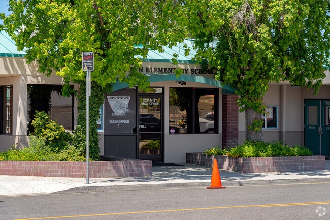 The office at Downtown Elementary is located on the east end of the property.