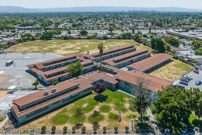 Sprawling campus at STEAM at Ryan Elementary in Hidden Glen, San Jose, California.