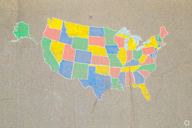 A birds eye view of a map of the U.S. at Hanby Elementary School.