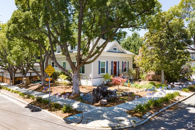 Ranch style homes are surrounded by large trees in Mountain View-Martinez, CA.