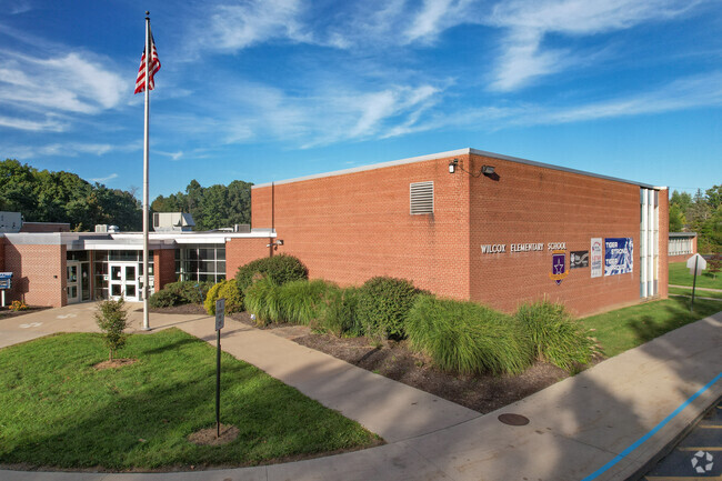 The front entrance of Wilcox Primary School in Twinsburg.