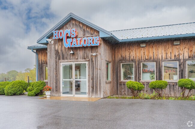 Hogs Galore in Rush is a popular spot for barbecue and locally sourced pork.