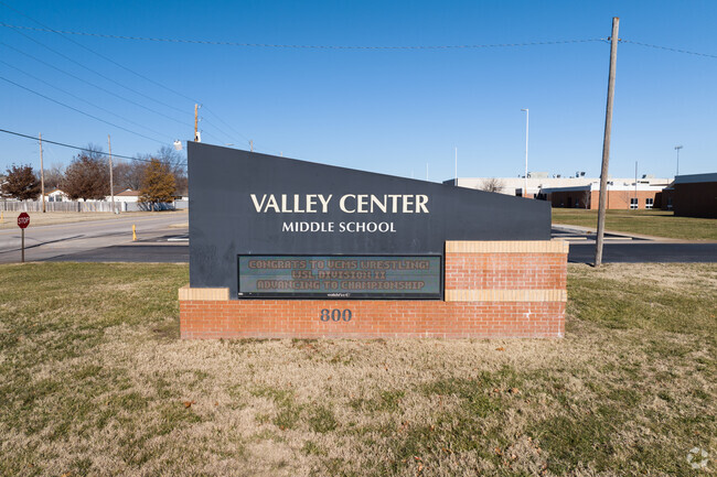 There is a large brick sign near the entry of Valley Center Middle School.