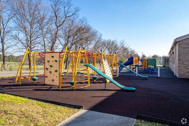 Students have a large playground for recess at George B. Fine Elementary School.