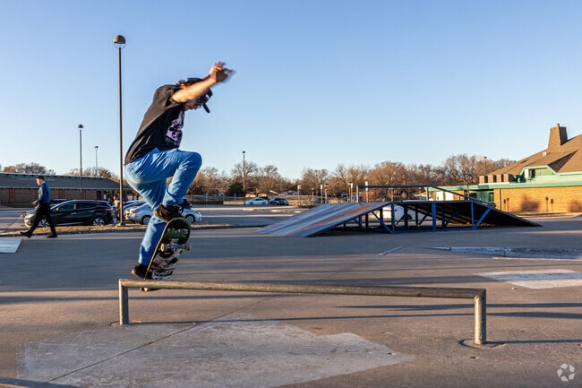 Skaters practice their skills at Edgemoor Park, just around the corner from Brookhollow.