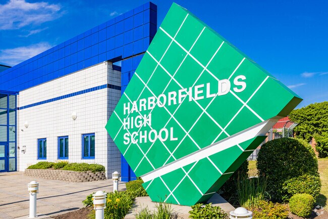 Harborfields High School in Greenlawn shows off its school colors.