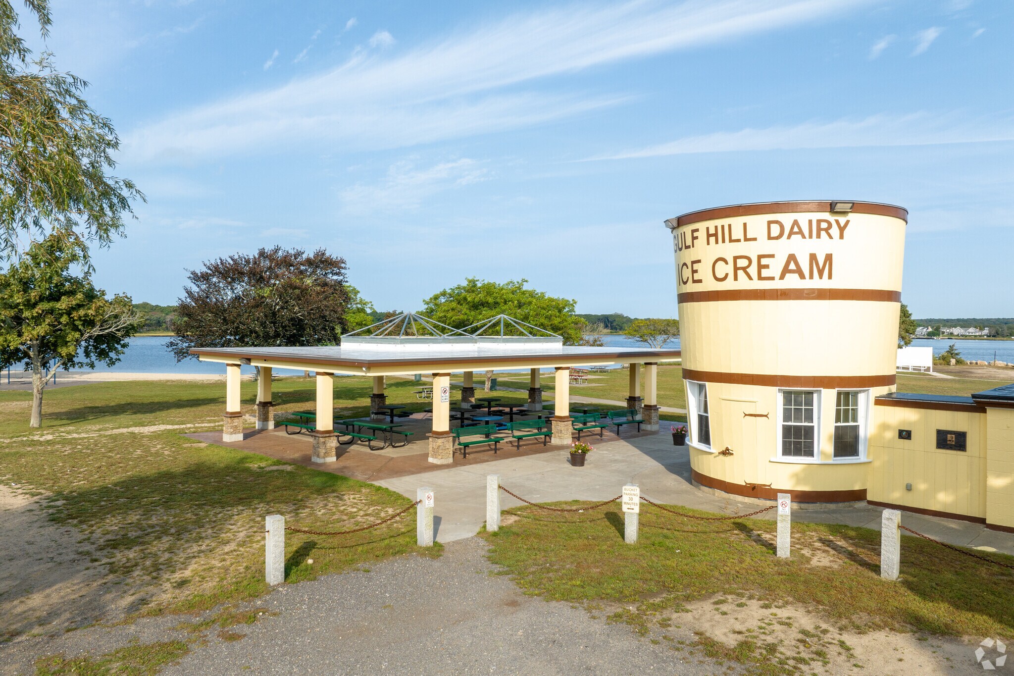 Enjoy an ice cream from The Bucket in the Cow Yard Nonquitt neighborhood.