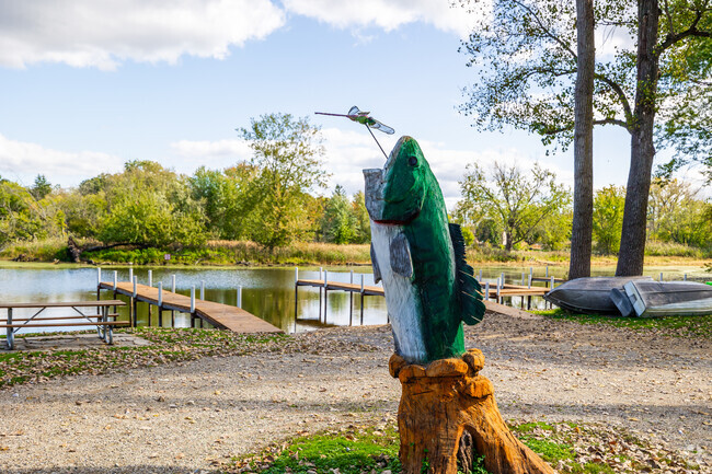 This fish catching a fly is a unique neighborhood feature in Port Barrington.