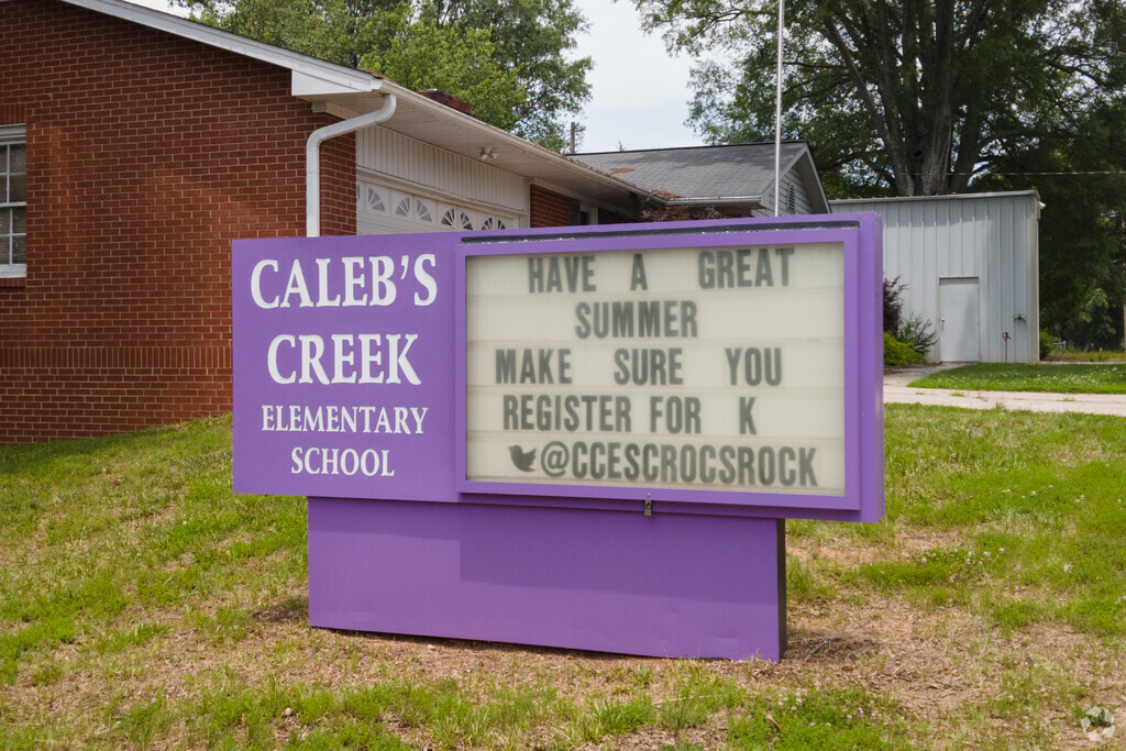 The plaque at the entrance of the Caleb's Creek Elementary School in Kernersville NC