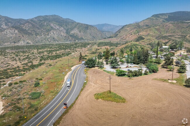 Aerial view of California State Route 38 near Downtown Yucaipa.