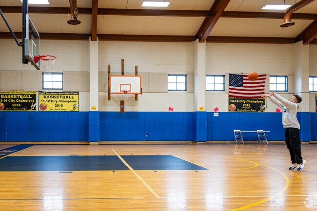 Score some hoops at the indoor basketball court in John Rollins Recreation Center, Providence.
