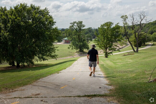 Residents enjoy walking on the trail through Bunker Hill.