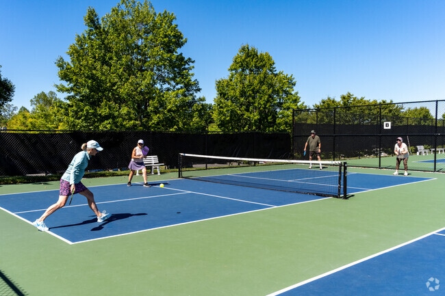 The Redding Community Center has newly resurfaced tennis and pickleball courts.