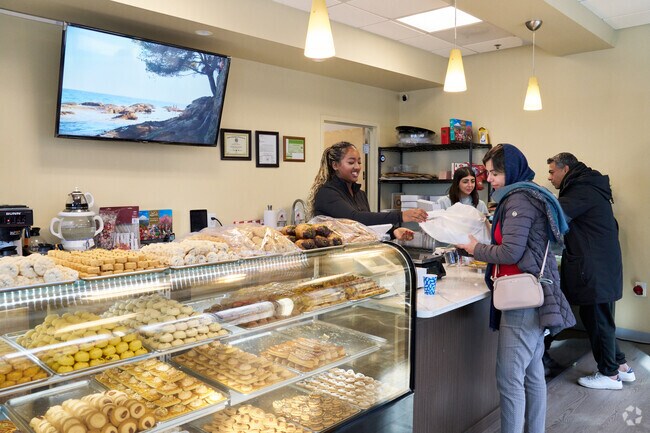 Residents visit a local bakery for fresh baked goods and treats.
