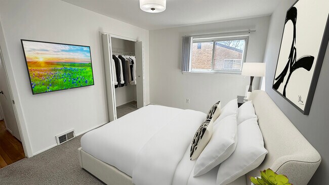 Hip bedroom in Royal Oak apartment with updates everywhere.