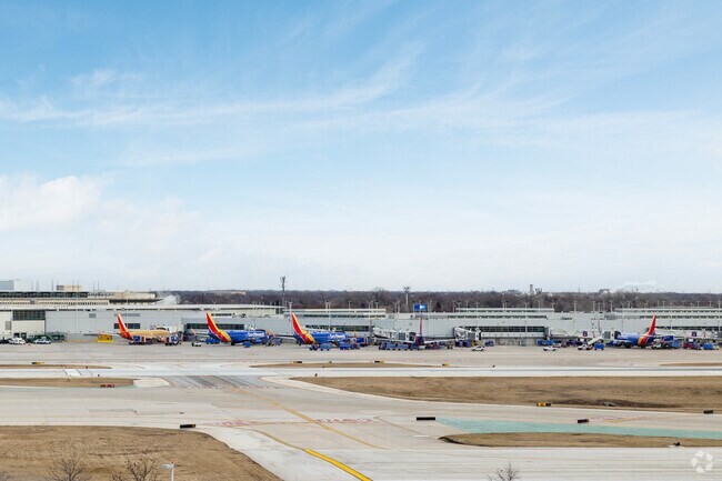 Midway Airport is less than 10 miles away.