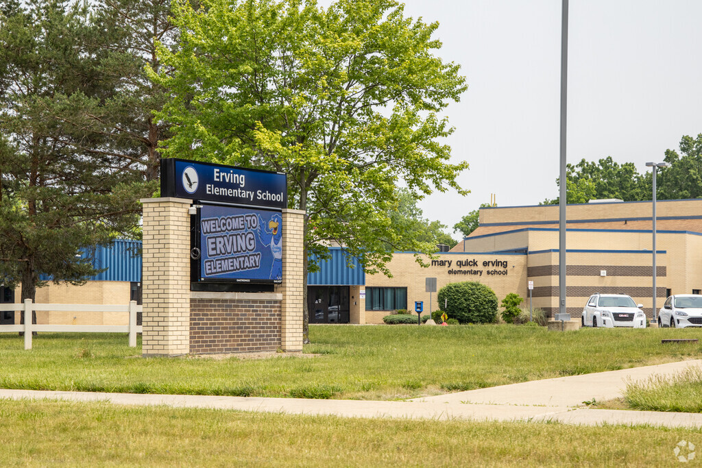 Erving Elementary School signage and entrance in the city of Trenton.
