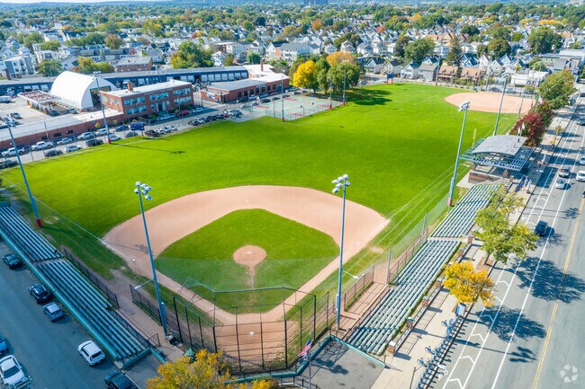 Trum Field has multiple athletic fields and courts for locals of Magoun Square to enjoy.