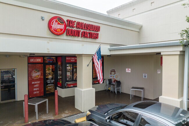The famous Hollywood Donut Factory serves a full menu of breakfast and lunch dishes.