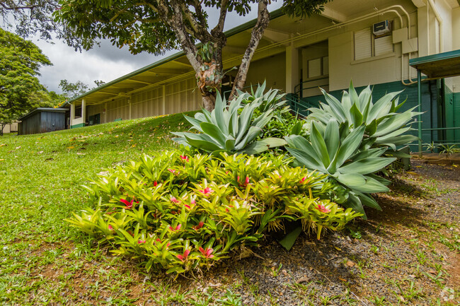 Lovely landscaping adorns the campus at Kaneohe Elementary School.