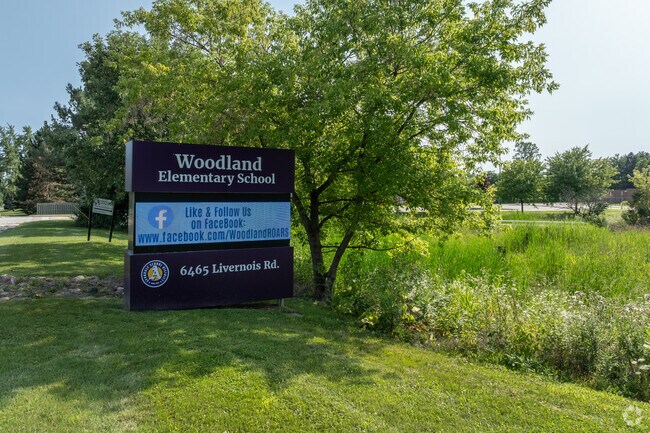 Woodland Elementary School signage.