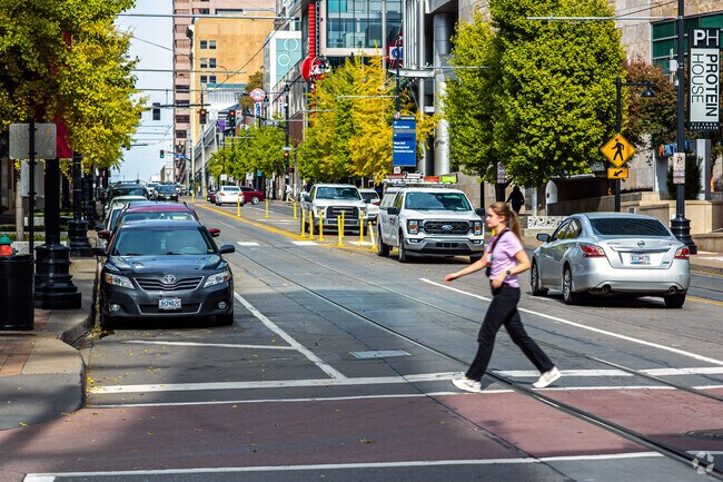 Power & Light District is a walkable Kansas City neighborhood.