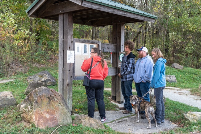 There are trail maps near the parking lot of Southwestway Park in West Newton.