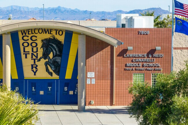 Lawrence and Heidi Canarelli Middle School is available for students in Rhodes Ranch.