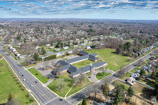 An elevated view of Sunset Ridge Middle School in East Hartford, CT.