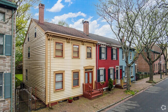 Colorful two-story homes can be found throughout Downtown Trenton.