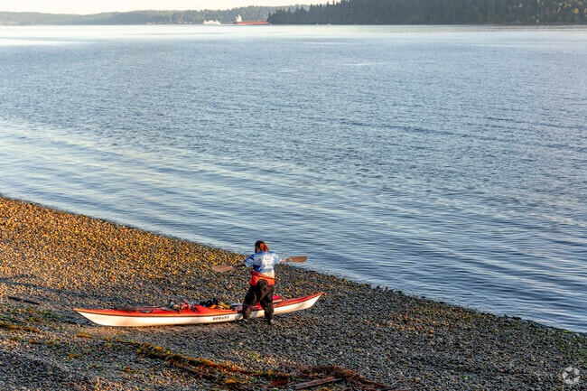 Kayaker prepping to hit the water near Gig Harbor.