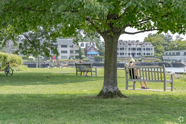 Greenwich residents enjoy the waterfront from their homes and parks like Grass Island.