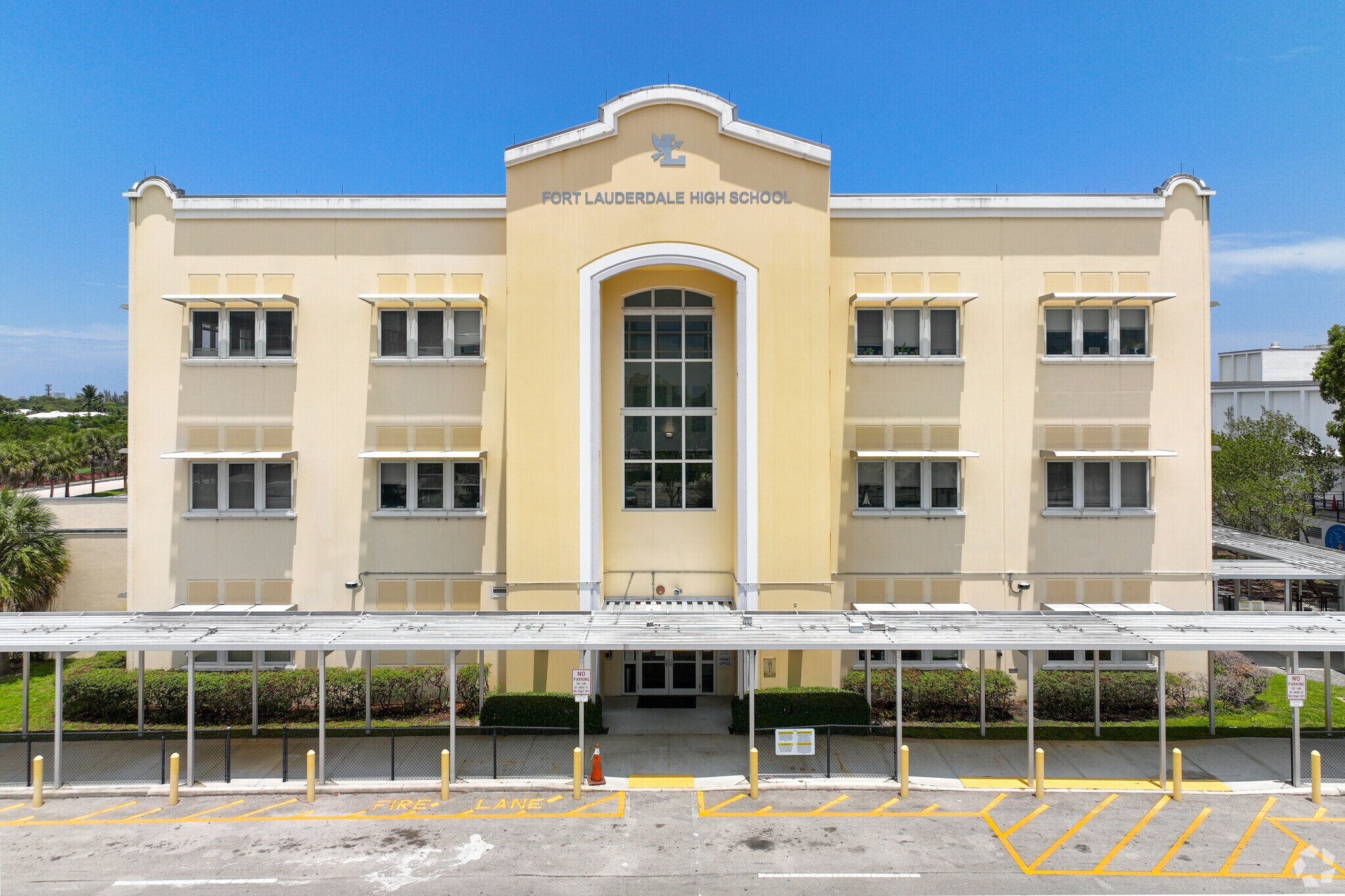 Entrance to Fort Lauderdale High School in Fort Lauderdale, FL.