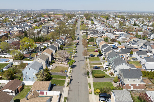 Aerial view of Wood-Ridge, NJ with rows of beautiful homes all over town.
