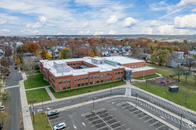 An aerial view of Hill Central School.