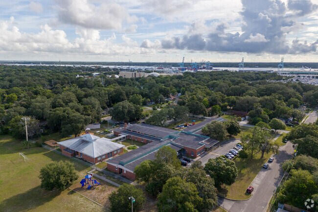 An aerial view of the John Love Elementary School in Jacksonville.