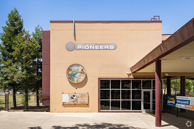 The entrance to Mt. Whitney High School in Visalia features a beautiful mosaic plaque.
