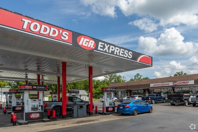 You can pick up groceries and fill up the car at Todd's IGA Express in Trenton.