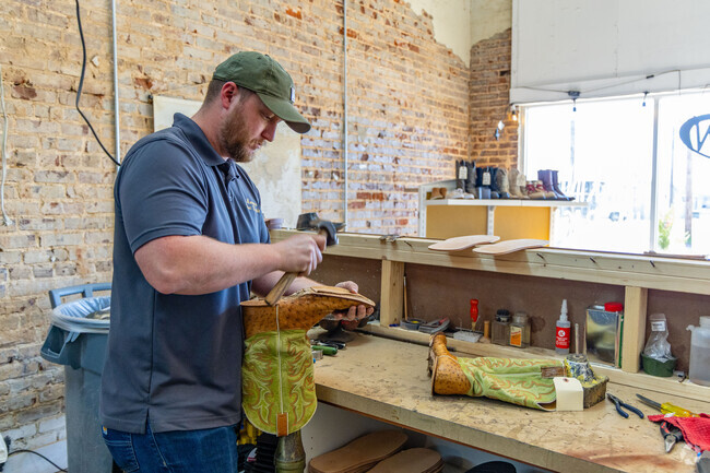 Take your old boots and shoes to Morrow's Shoe Repair in Downtown Sheffield.