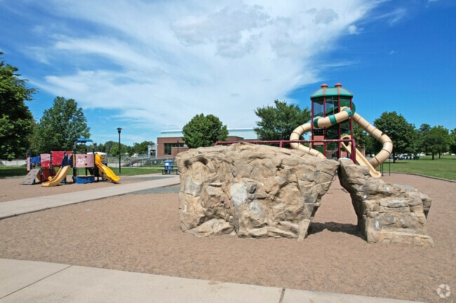 Olson Middle School offers a unique playground with multiple slides.