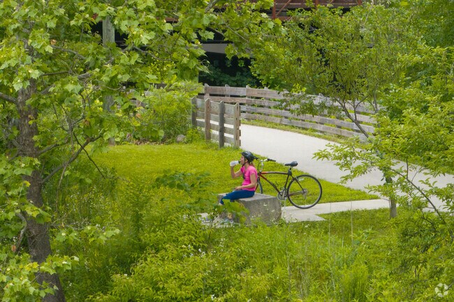 Enjoy a bike ride along the Fall Creek Trail in Millersville, IN.