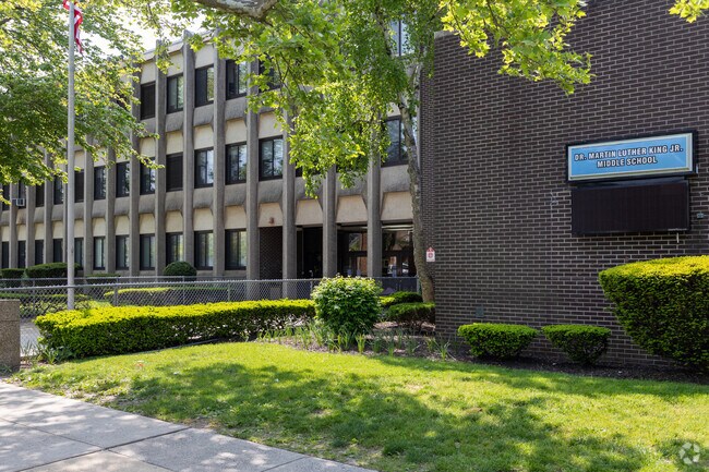 Dr. Martin Luther King Middle School entrance in Asbury Park neighborhood.