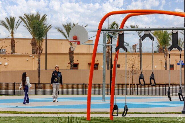 Santiago Park has a playground and a basketball and outdoor fitness center that Rainbow Ridge residents love.